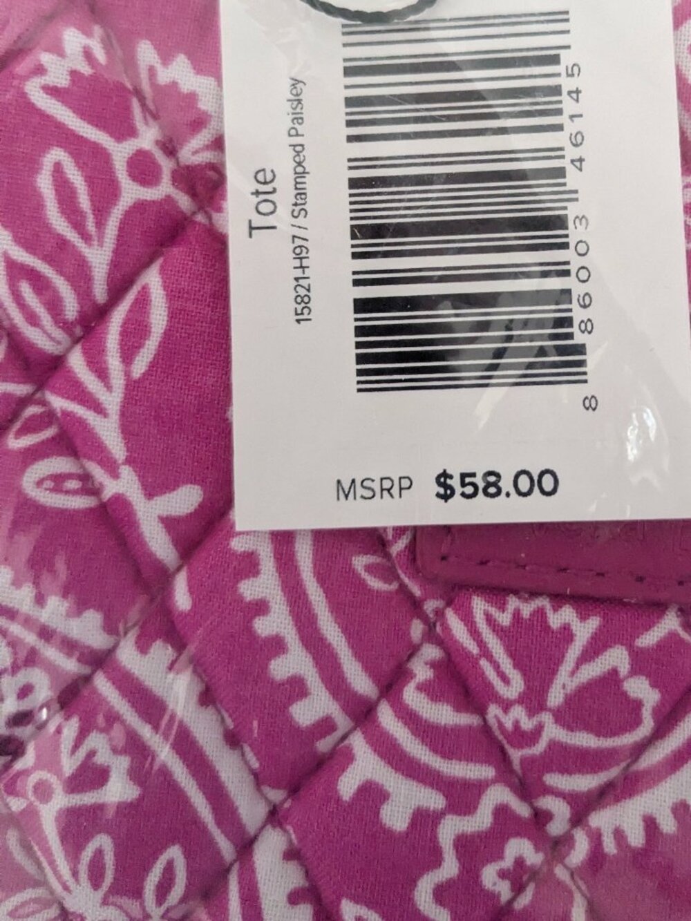 Brand New Vera Bradley Tote in Stamped Paisley fabric - Picture 4 of 6